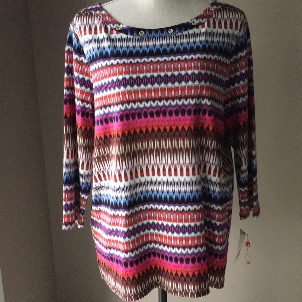 3/4 sleeve multi color top